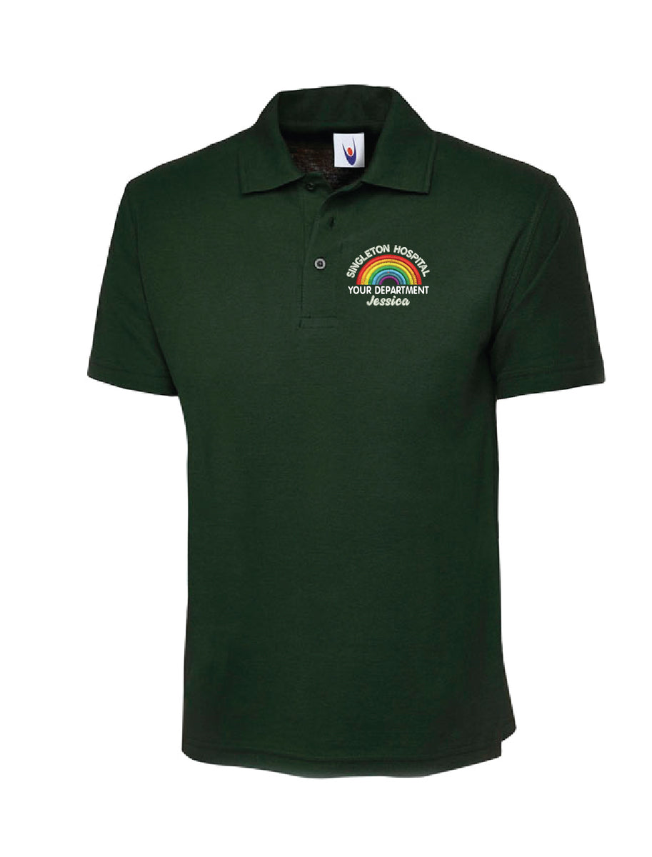 bottle green polo shirt