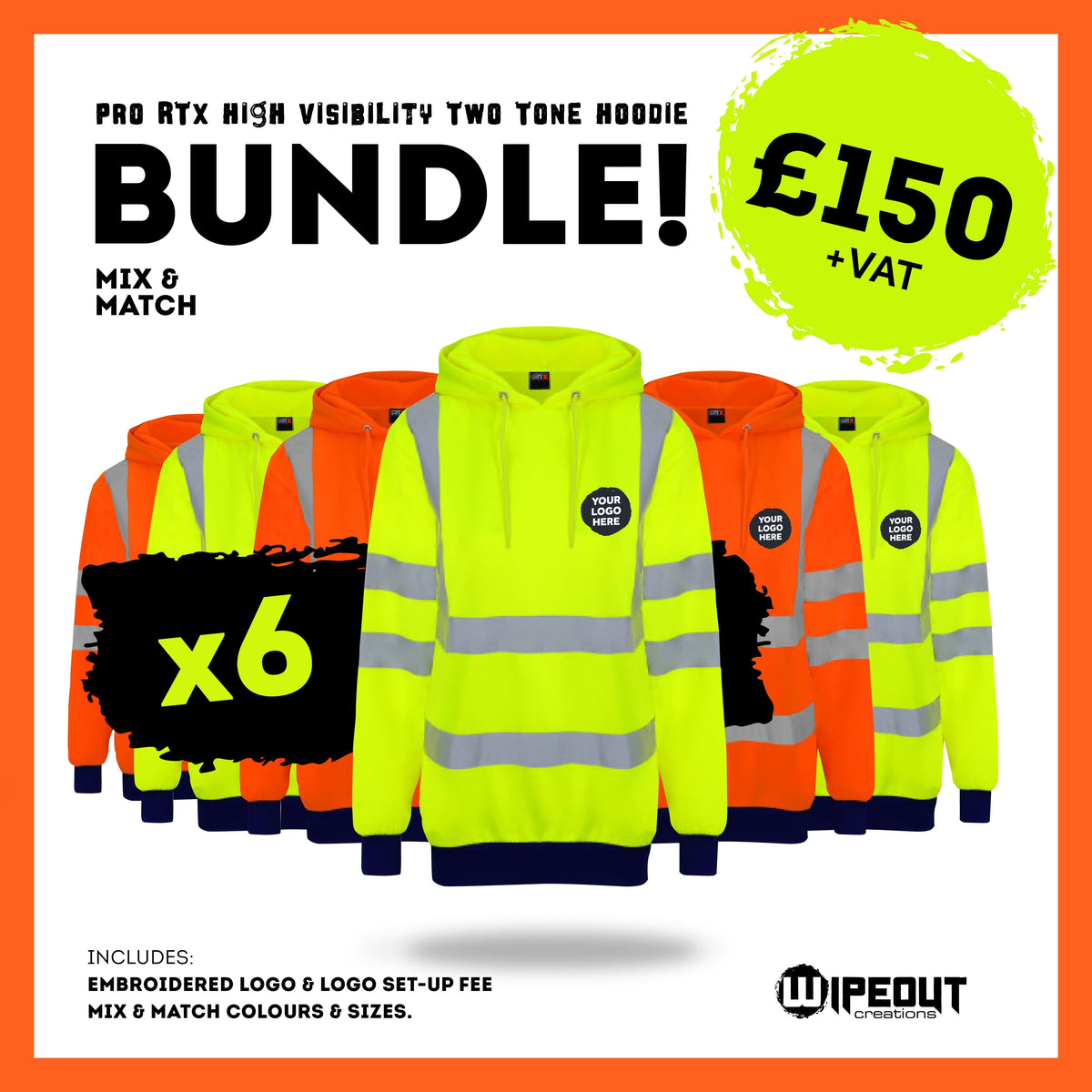 Personalised hi vis hoodie online